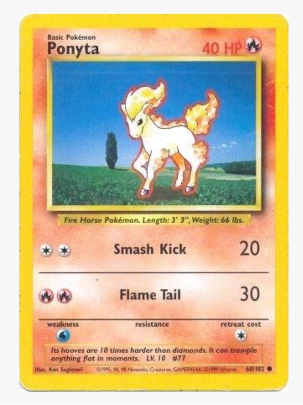 Ponyta Base Set Pokemon Trading Card